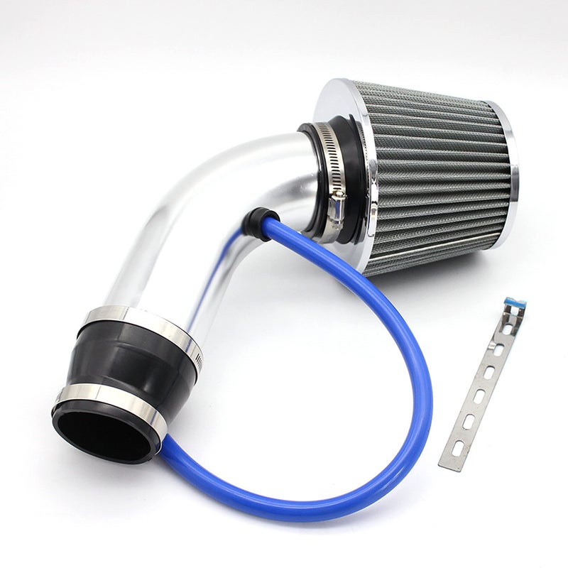 RASNONE 3 Inch Universal Cold Air Intake Kit, Aluminum Induction Flow Hose Pipe Kit with Air Filter (Silver) - Image 1